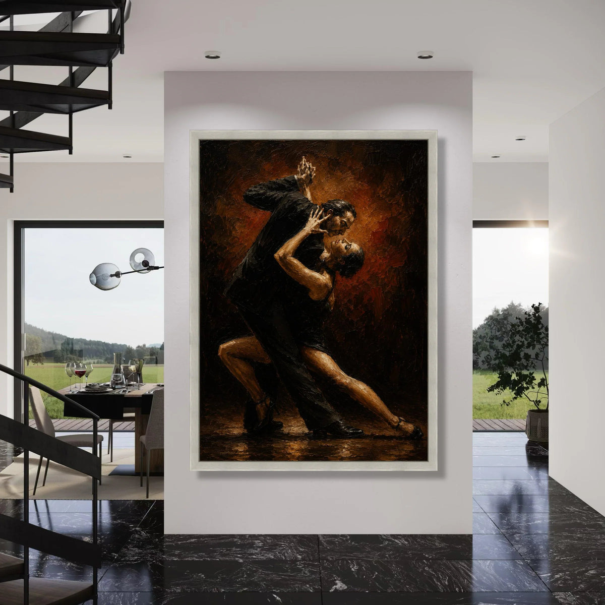 Passionate Tango Dance Couple, Elegant Ballroom Canvas, Sensual Dance Art, Romantic Home Wall Decoration, Dance Movement Canvas Print Art