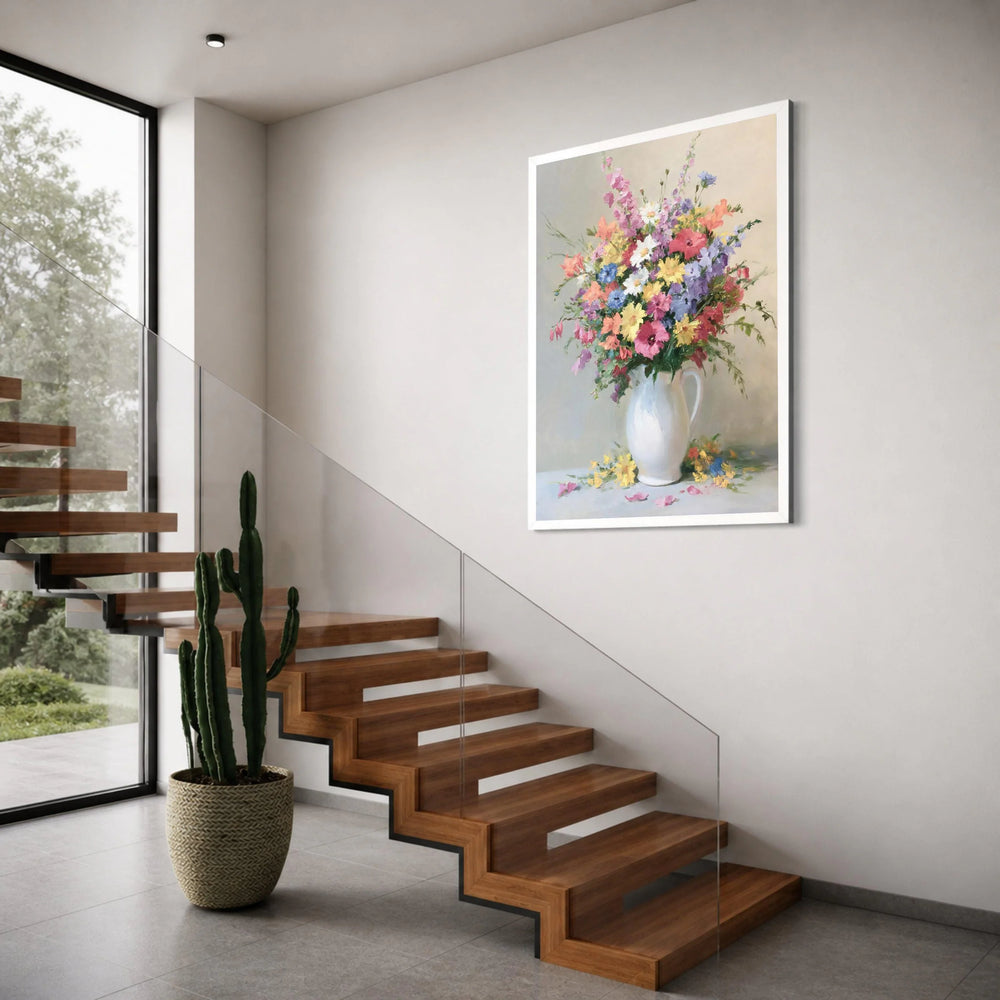 Colorful Wildflower Bouquet Canvas, Floral Still Life Wall Art, Vibrant Garden Flowers, Home Decor Canvas, Ready to Hang Painting Print Art