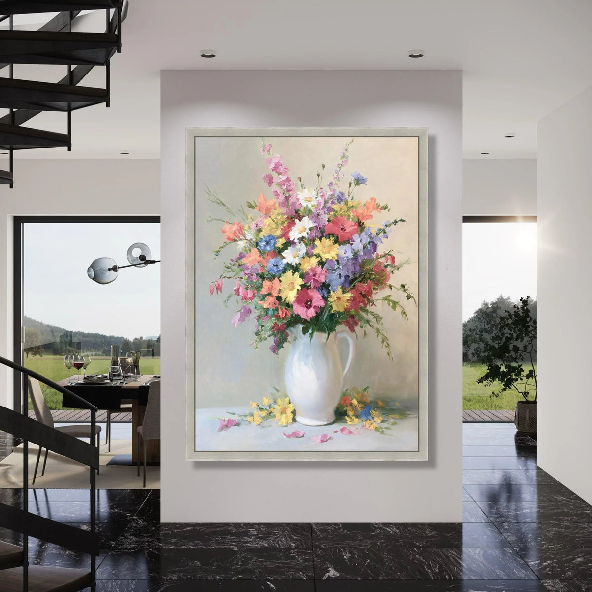 Colorful Wildflower Bouquet Canvas, Floral Still Life Wall Art, Vibrant Garden Flowers, Home Decor Canvas, Ready to Hang Painting Print Art