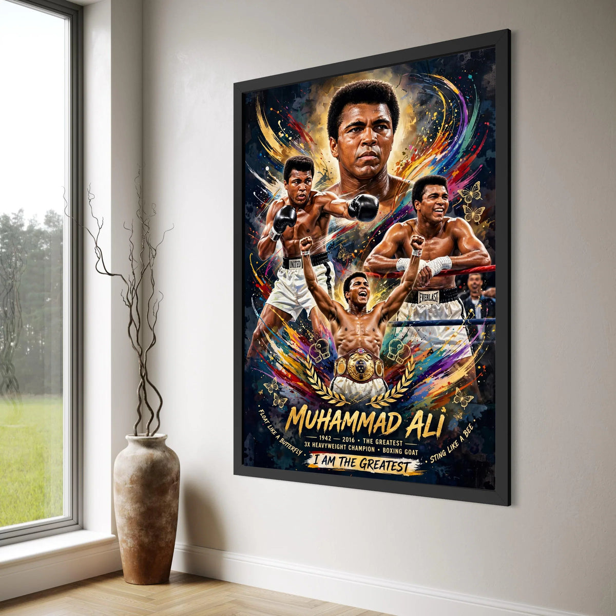Muhammad Ali Tribute Canvas, Boxing Champion Wall Art, Sports Legend Portrait, Inspirational Canvas Decoration, Athletic Hero Print Art