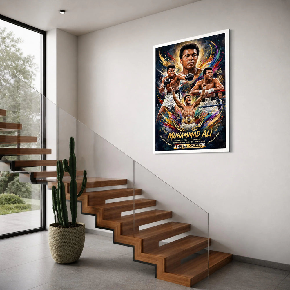 Muhammad Ali Tribute Canvas, Boxing Champion Wall Art, Sports Legend Portrait, Inspirational Canvas Decoration, Athletic Hero Print Art