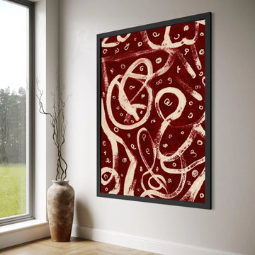 Abstract Swirl Pattern Canvas, Red and White Modern Wall Art, Contemporary Home Decoration, Artistic Loop Design Canvas, Bold Print Art