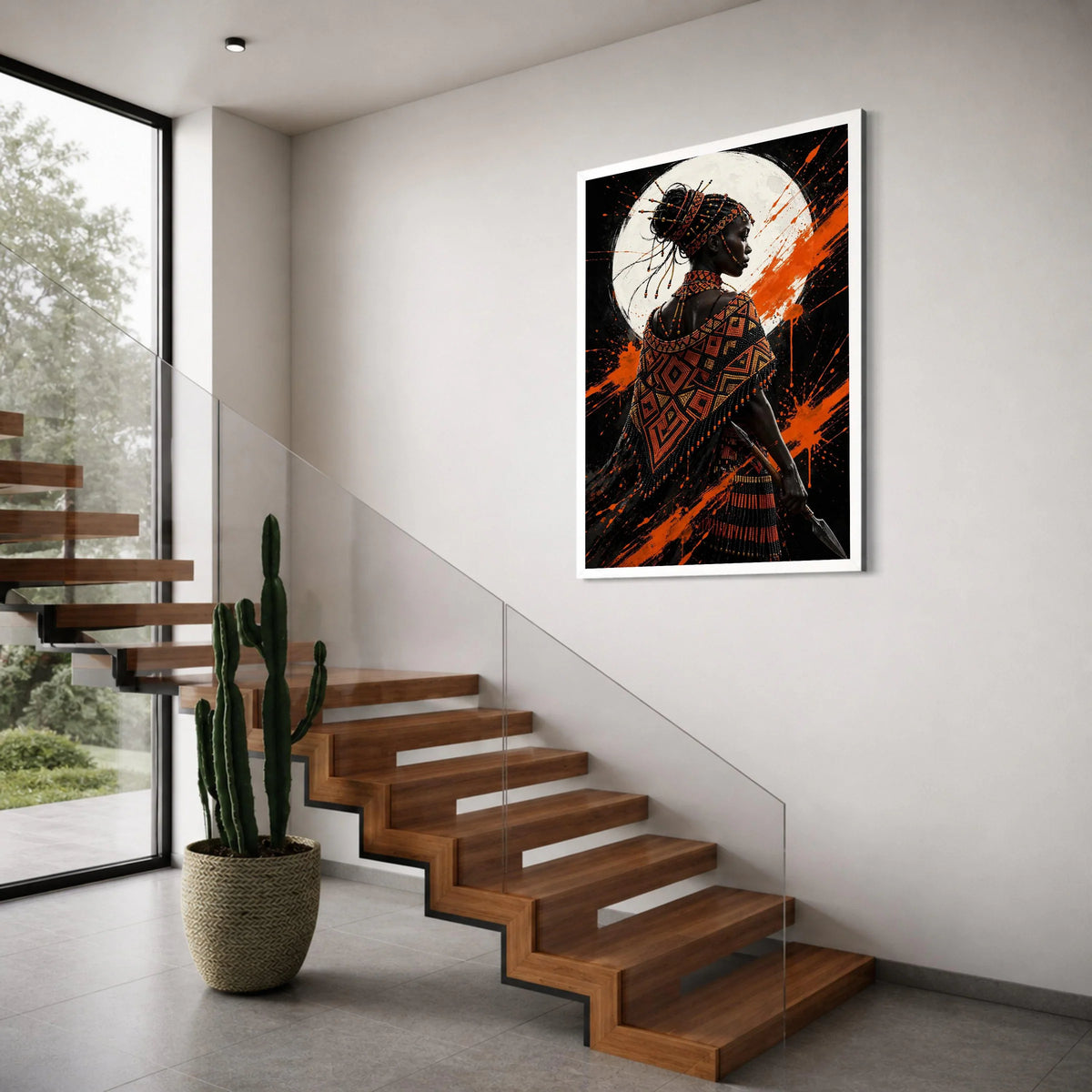 African Warrior Woman Canvas Wall Art, Tribal Beaded Costume, Bold Portrait Canvas, Ethnic Cultural Home Decor, Modern Art Print Print Art