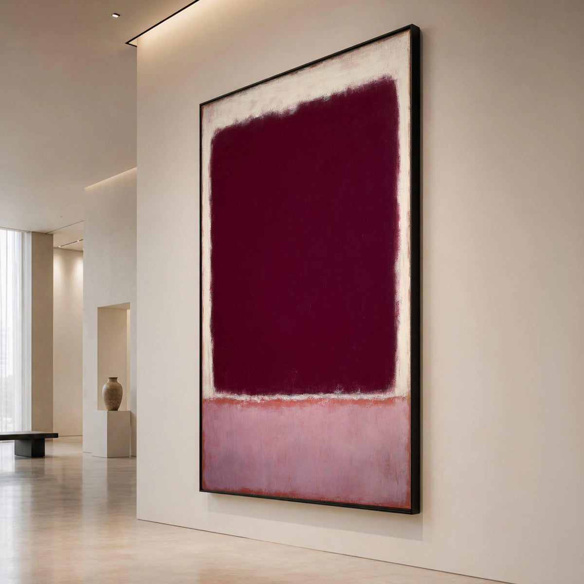 Mark Rothko Style Abstract Canvas, Burgundy and Pink Color Block Wall Art, Modern Minimalist Canvas Painting, Contemporary Canvas Print Art