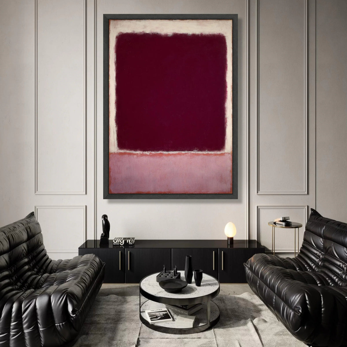 Mark Rothko Style Abstract Canvas, Burgundy and Pink Color Block Wall Art, Modern Minimalist Canvas Painting, Contemporary Canvas Print Art
