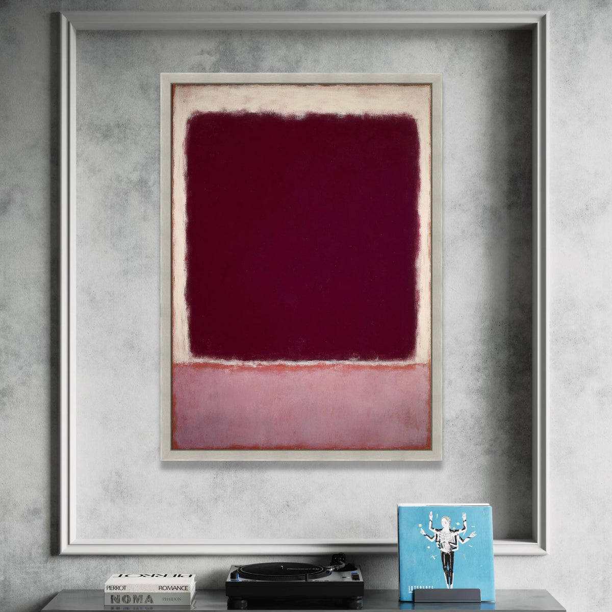 Mark Rothko Style Abstract Canvas, Burgundy and Pink Color Block Wall Art, Modern Minimalist Canvas Painting, Contemporary Canvas Print Art