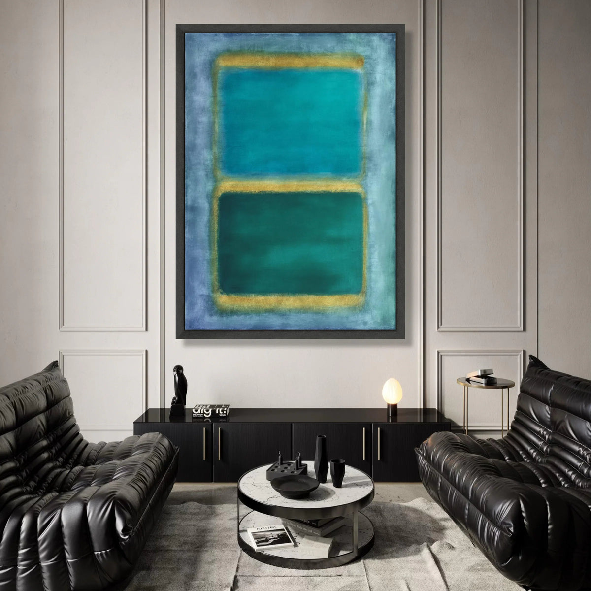 Mark Rothko Blue and Teal Rectangles Canvas, Abstract Color Field Wall Art, Modern Minimalist Home Decor, Contemporary Canvas Print Art