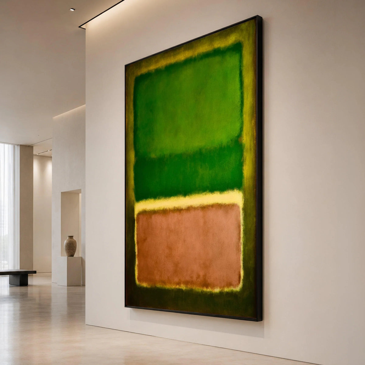 Mark Rothko Style Green and Brown Rectangles Canvas Wall Art, Abstract Color Field Painting, Modern Minimalist Home Decor, Canvas Print Art
