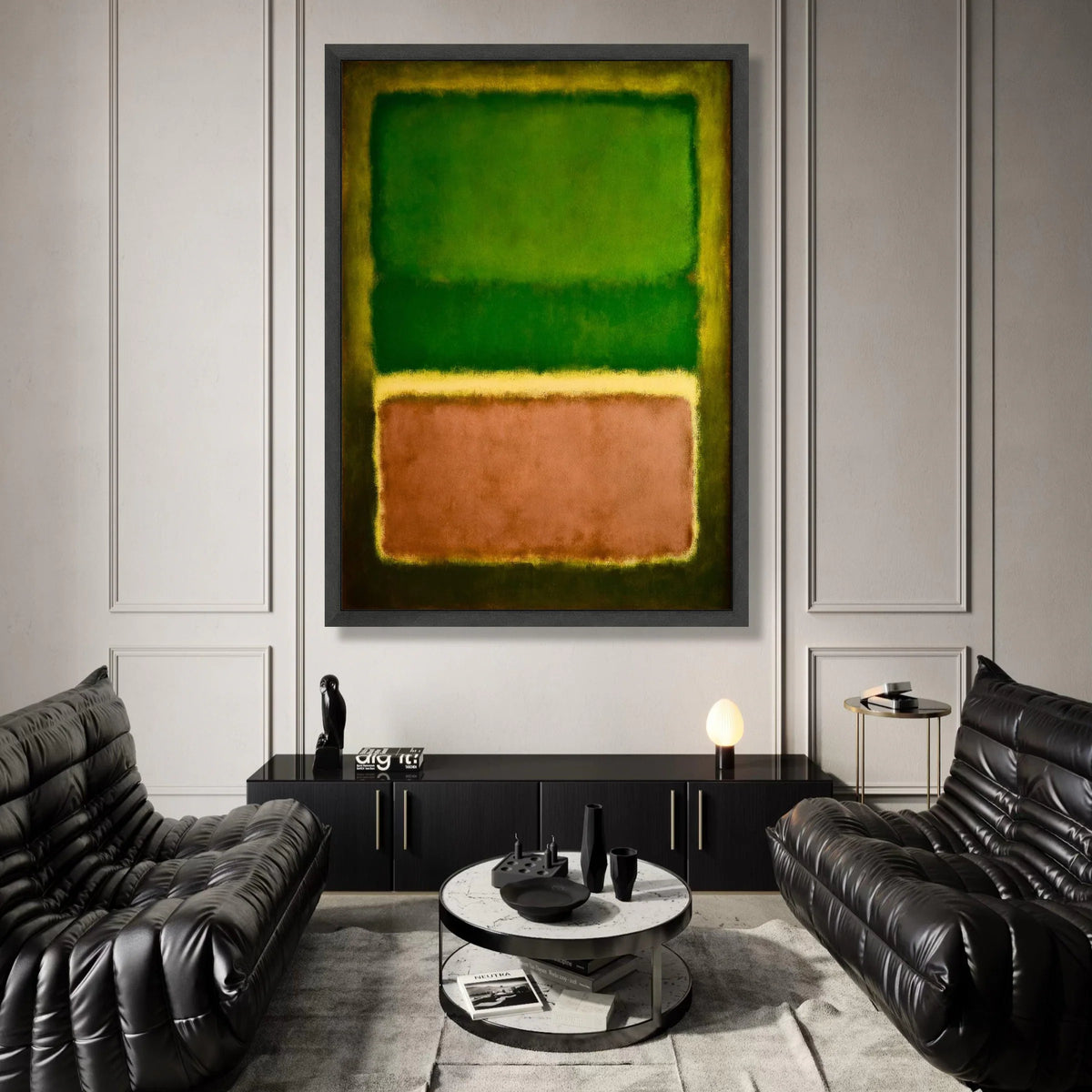 Mark Rothko Style Green and Brown Rectangles Canvas Wall Art, Abstract Color Field Painting, Modern Minimalist Home Decor, Canvas Print Art