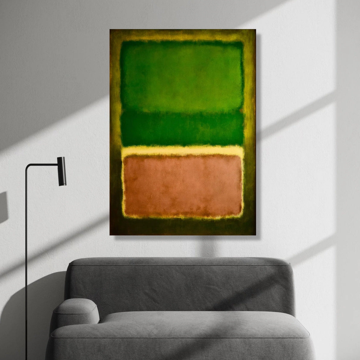 Mark Rothko Style Green and Brown Rectangles Canvas Wall Art, Abstract Color Field Painting, Modern Minimalist Home Decor, Canvas Print Art