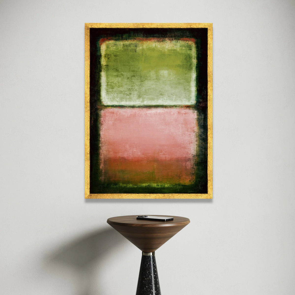 Mark Rothko Style Green and Pink Abstract Canvas, Modern Color Field Wall Art, Minimalist Home Decoration, Soft Edges Canvas Print Art