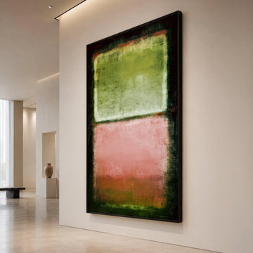 Mark Rothko Style Green and Pink Abstract Canvas, Modern Color Field Wall Art, Minimalist Home Decoration, Soft Edges Canvas Print Art