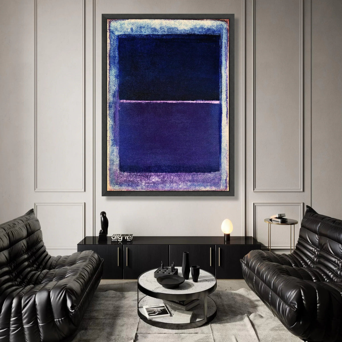 Mark Rothko Abstract Canvas, Deep Blue and Purple Modern Wall Art, Minimalist Color Block Canvas, Contemporary Home Canvas Print Art