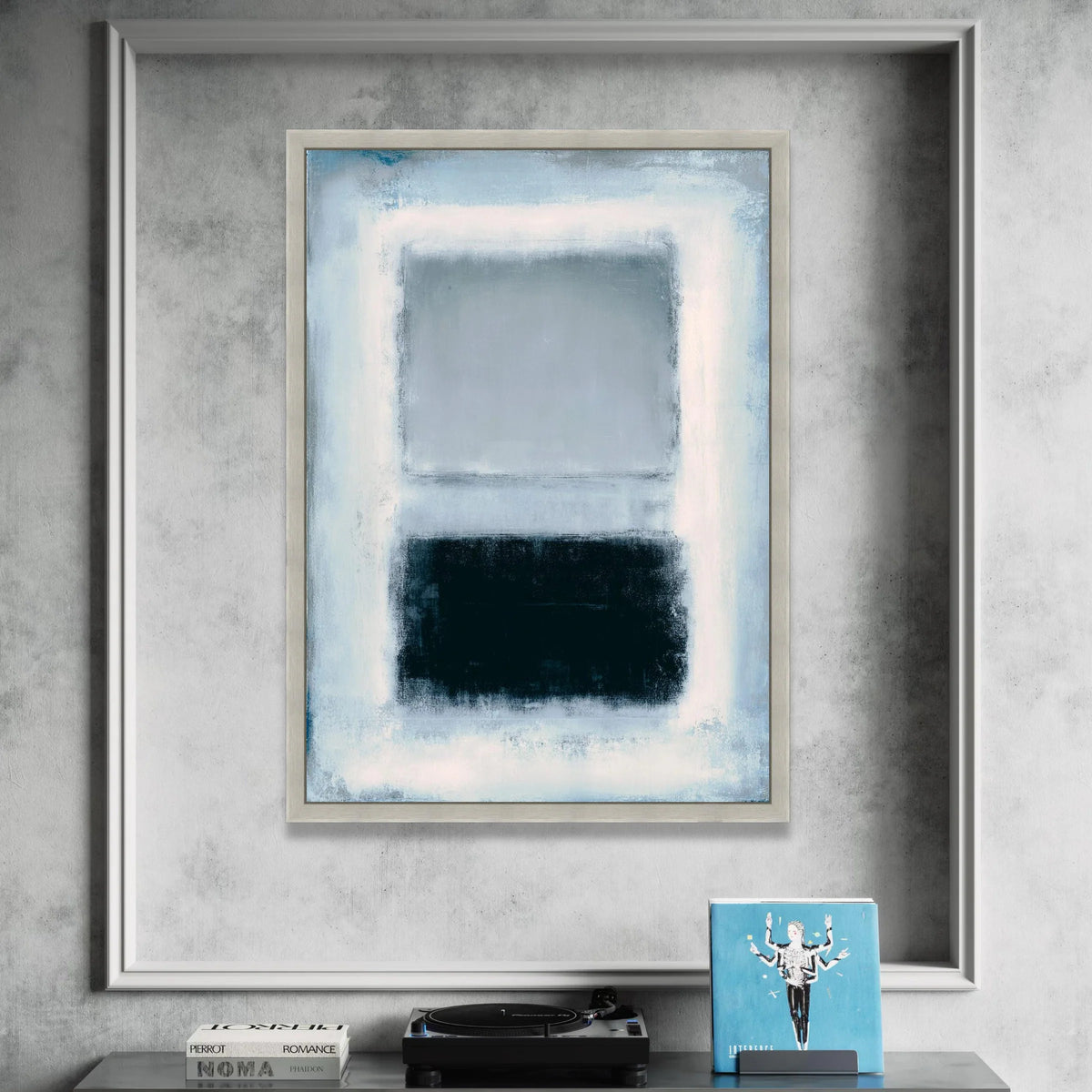 Mark Rothko Abstract Canvas Wall Art, Modern Color Block Painting, Minimalist Blue and Black Canvas, Contemporary Home Canvas Print Art