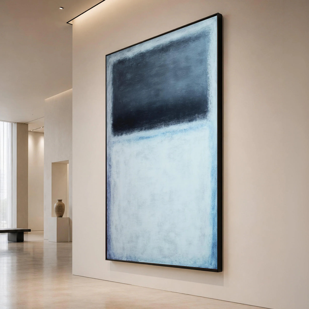 Mark Rothko Style Abstract Canvas Wall Art, Minimalist Modern Painting, Blue and Black Color Block Canvas, Contemporary Canvas Print Art