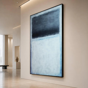 Mark Rothko Style Abstract Canvas Wall Art, Minimalist Modern Painting, Blue and Black Color Block Canvas, Contemporary Canvas Print Art