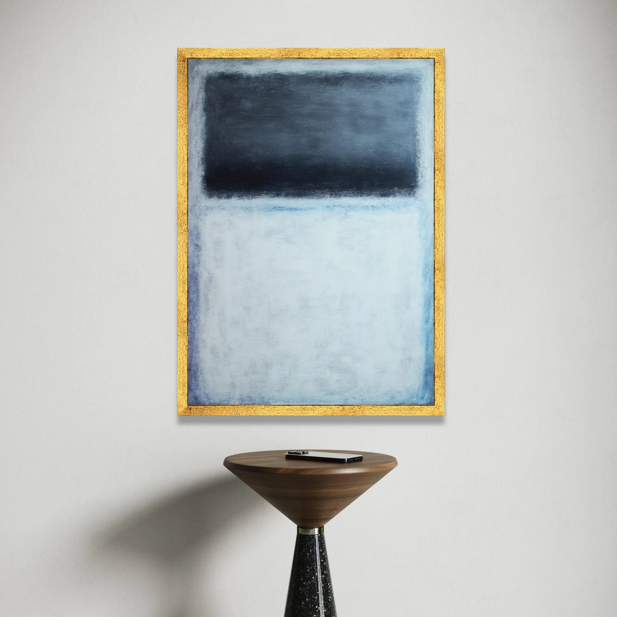 Mark Rothko Style Abstract Canvas Wall Art, Minimalist Modern Painting, Blue and Black Color Block Canvas, Contemporary Canvas Print Art