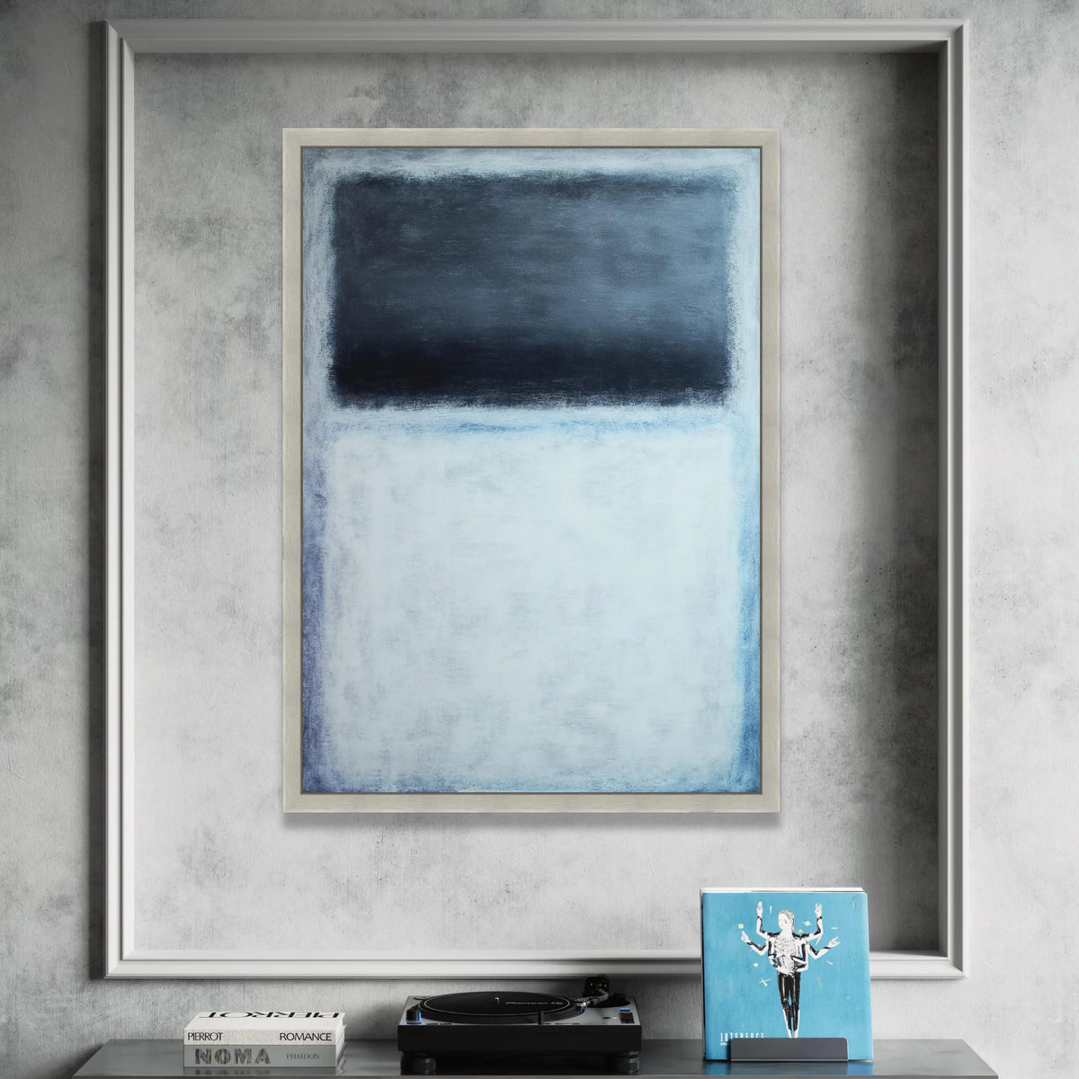 Mark Rothko Style Abstract Canvas Wall Art, Minimalist Modern Painting, Blue and Black Color Block Canvas, Contemporary Canvas Print Art