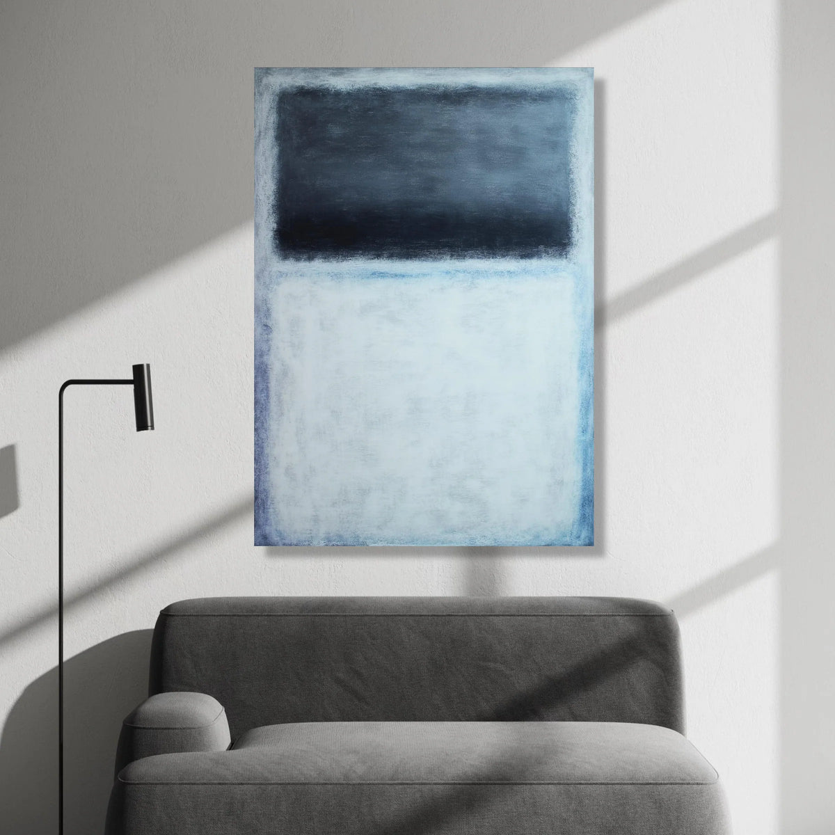Mark Rothko Style Abstract Canvas Wall Art, Minimalist Modern Painting, Blue and Black Color Block Canvas, Contemporary Canvas Print Art