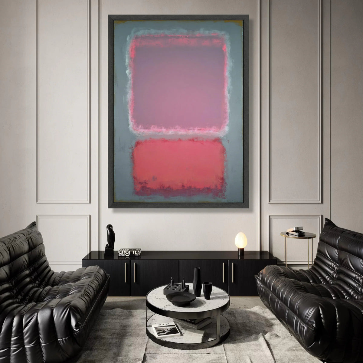 Mark Rothko Abstract Canvas Wall Art, Soft Pink and Red Rectangles, Modern Minimalist Home Decor, Contemporary Abstract Canvas Print Art