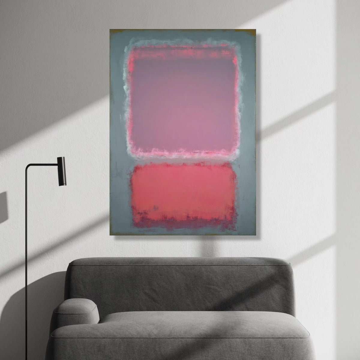 Mark Rothko Abstract Canvas Wall Art, Soft Pink and Red Rectangles, Modern Minimalist Home Decor, Contemporary Abstract Canvas Print Art
