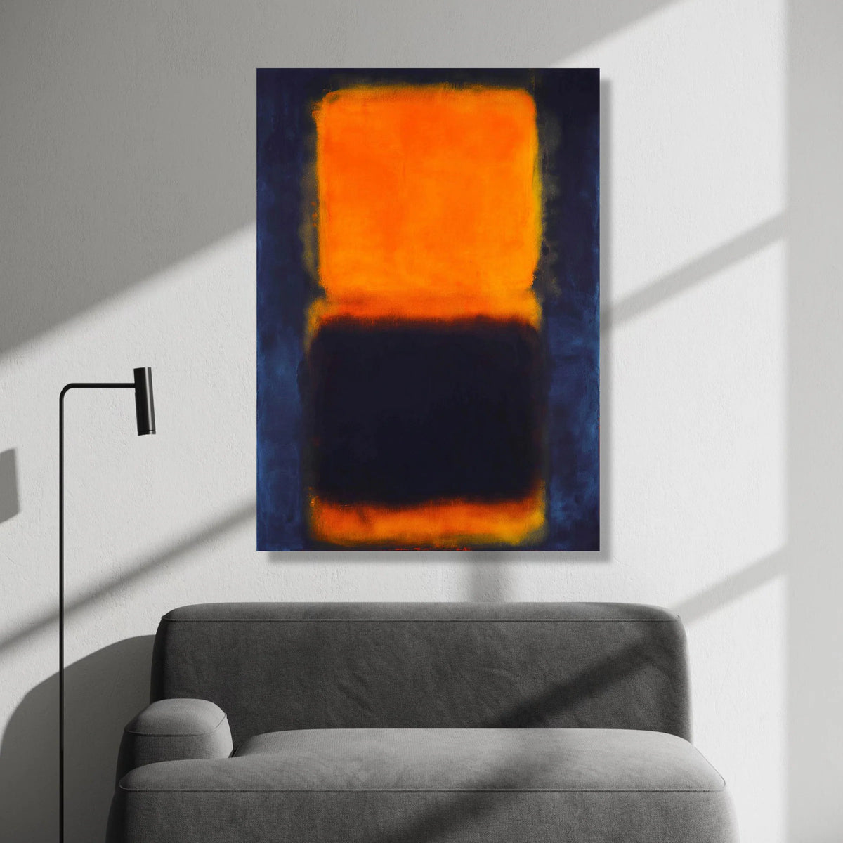 Mark Rothko Style Abstract Canvas, Vibrant Orange and Deep Black Color Blocks, Modern Minimalist Wall Art, Bold Home Canvas Print Art