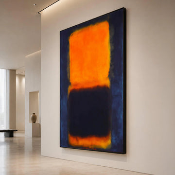 Mark Rothko Style Abstract Canvas, Vibrant Orange and Deep Black Color Blocks, Modern Minimalist Wall Art, Bold Home Canvas Print Art