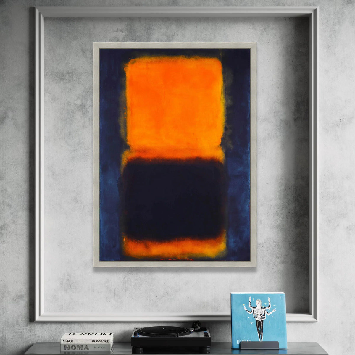 Mark Rothko Style Abstract Canvas, Vibrant Orange and Deep Black Color Blocks, Modern Minimalist Wall Art, Bold Home Canvas Print Art