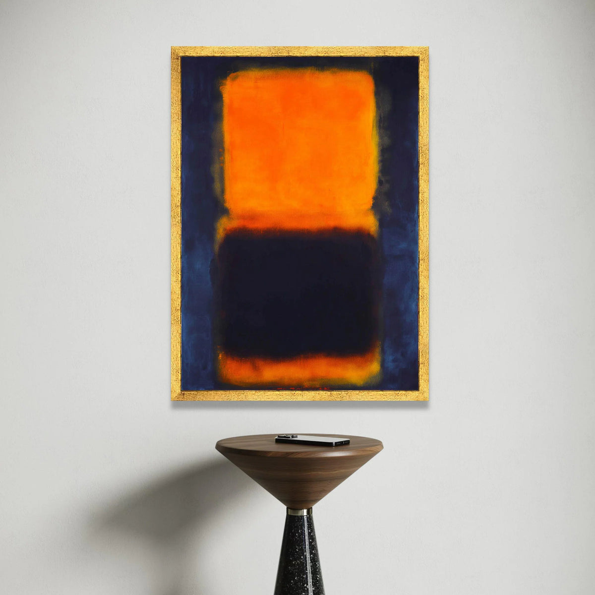 Mark Rothko Style Abstract Canvas, Vibrant Orange and Deep Black Color Blocks, Modern Minimalist Wall Art, Bold Home Canvas Print Art