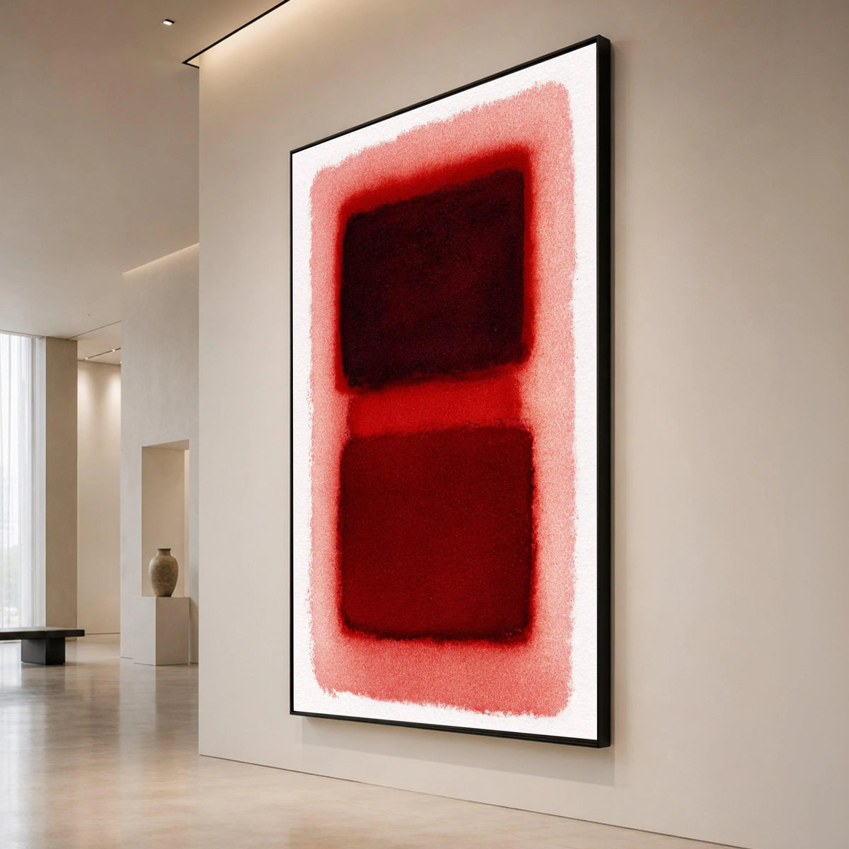 Mark Rothko Style Abstract Canvas Wall Art, Red and Burgundy Geometric Composition, Modern Minimalist Home Decoration, Canvas Print Art