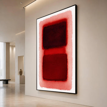 Mark Rothko Style Abstract Canvas Wall Art, Red and Burgundy Geometric Composition, Modern Minimalist Home Decoration, Canvas Print Art