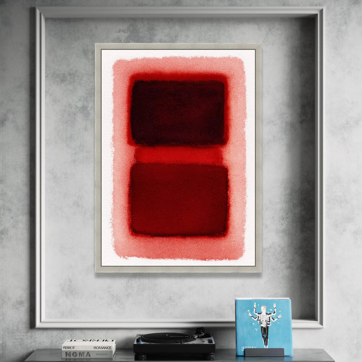 Mark Rothko Style Abstract Canvas Wall Art, Red and Burgundy Geometric Composition, Modern Minimalist Home Decoration, Canvas Print Art