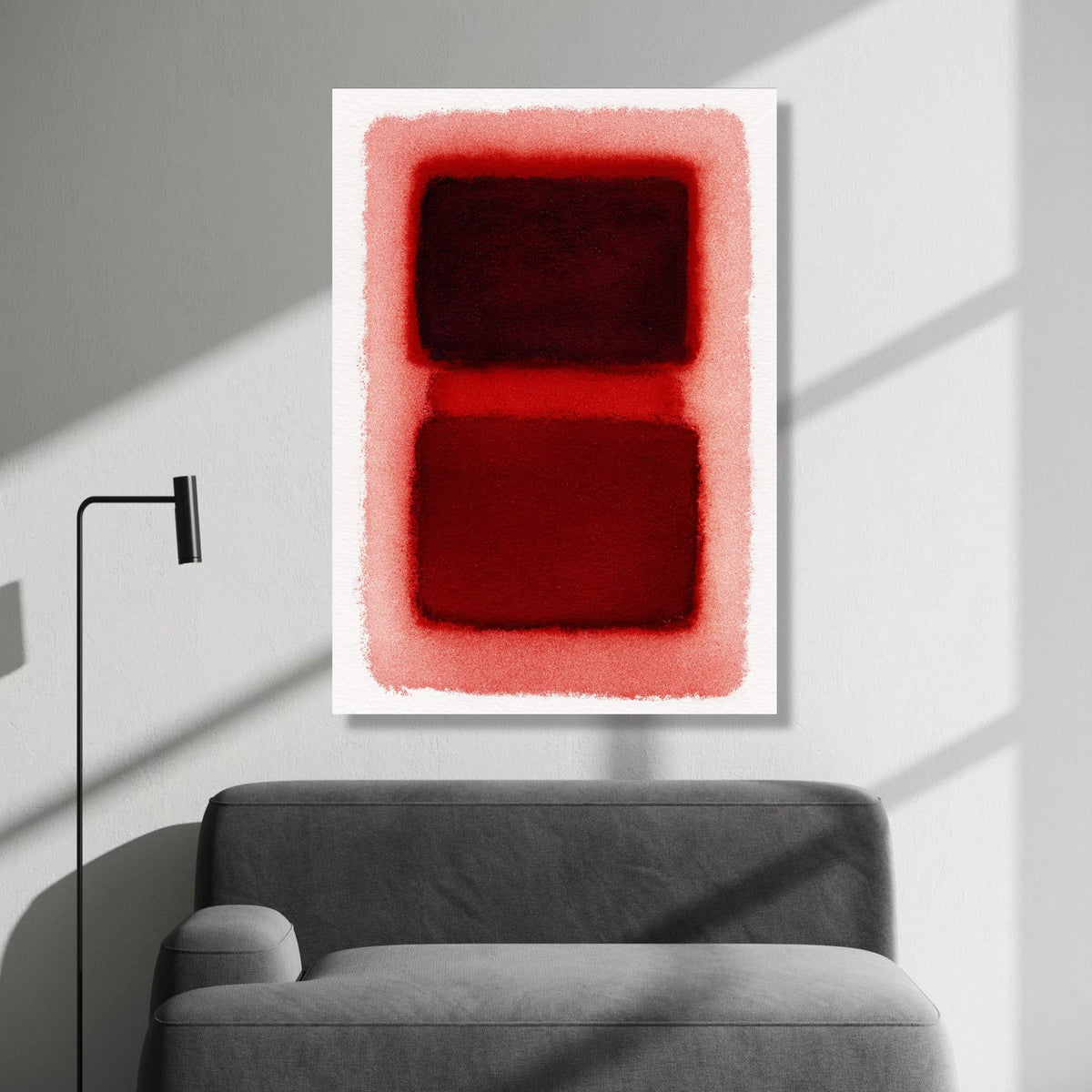Mark Rothko Style Abstract Canvas Wall Art, Red and Burgundy Geometric Composition, Modern Minimalist Home Decoration, Canvas Print Art