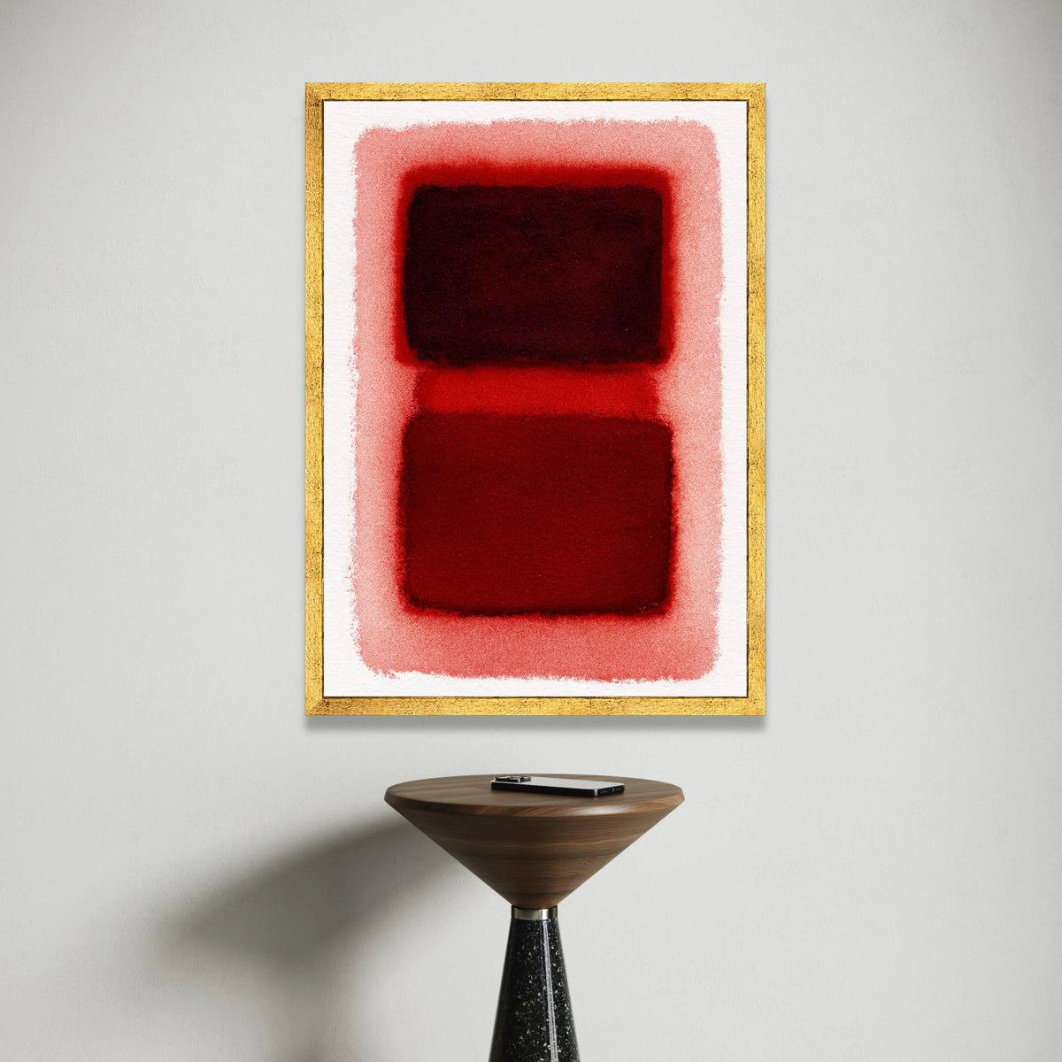 Mark Rothko Style Abstract Canvas Wall Art, Red and Burgundy Geometric Composition, Modern Minimalist Home Decoration, Canvas Print Art