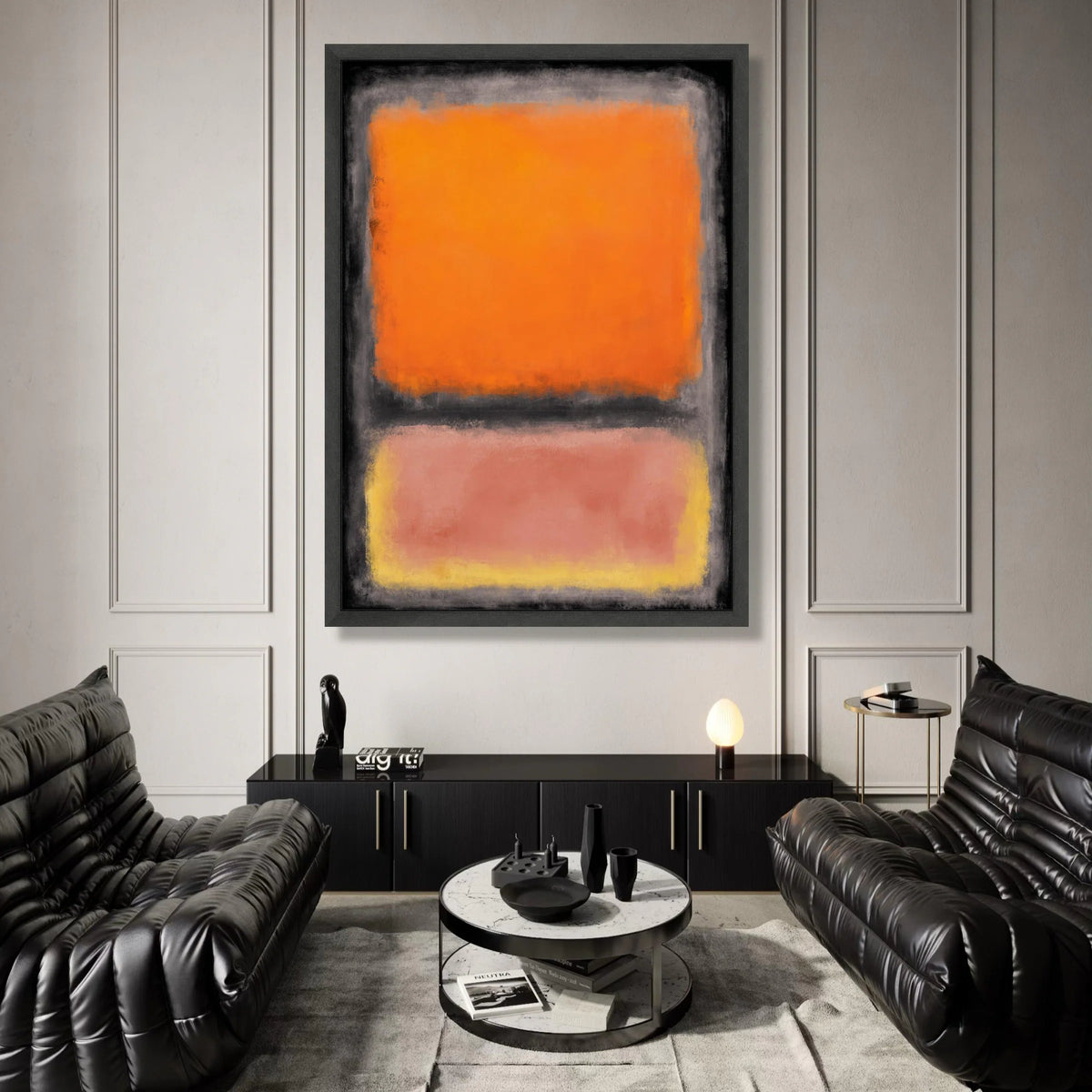 Mark Rothko Style Abstract Canvas Wall Art, Bold Orange and Pink Blocks, Modern Minimalist Painting, Contemporary Art Canvas Print Art