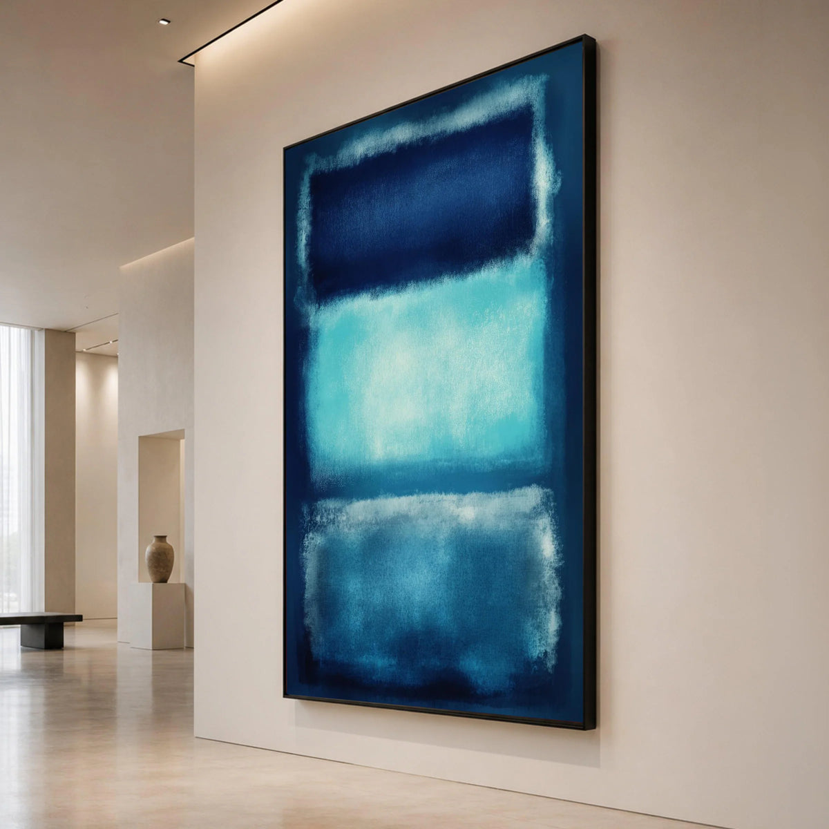 Mark Rothko Style Abstract Canvas, Blue Gradient Blocks Wall Art, Modern Minimalist Home Decor, Color Field Painting Canvas Print Art