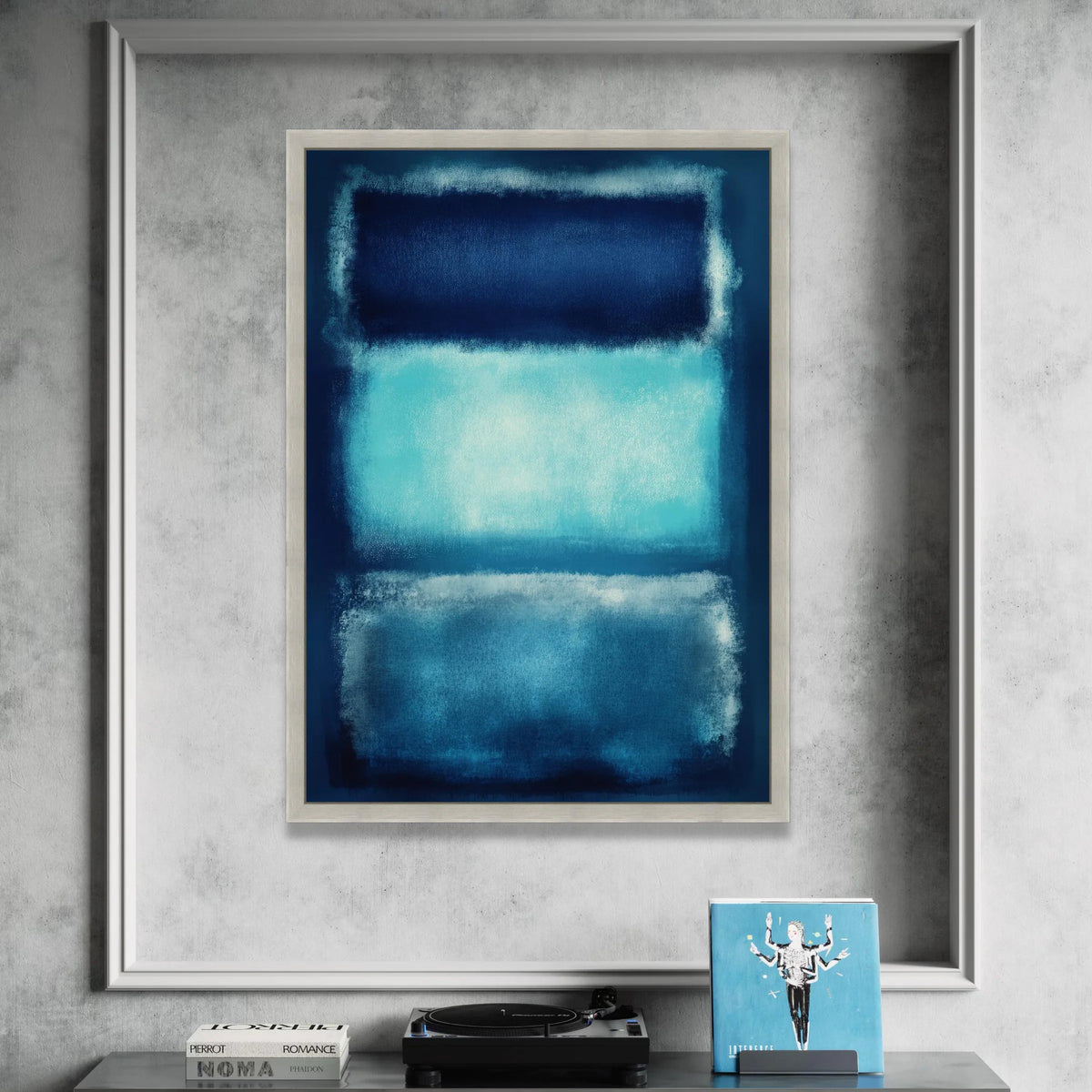 Mark Rothko Style Abstract Canvas, Blue Gradient Blocks Wall Art, Modern Minimalist Home Decor, Color Field Painting Canvas Print Art