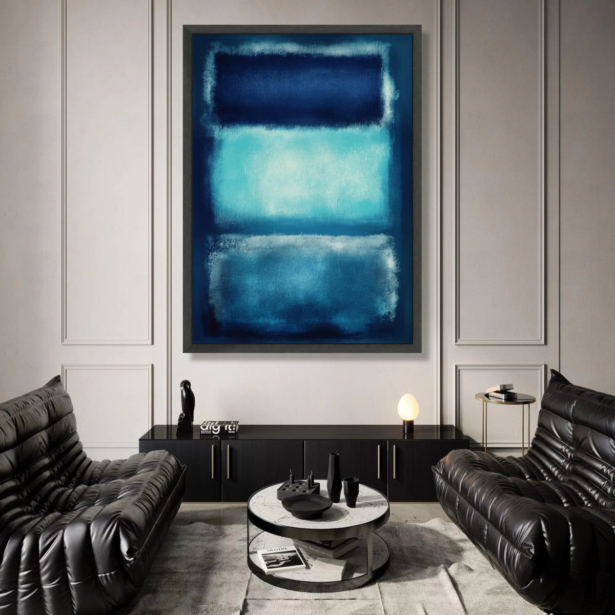 Mark Rothko Style Abstract Canvas, Blue Gradient Blocks Wall Art, Modern Minimalist Home Decor, Color Field Painting Canvas Print Art