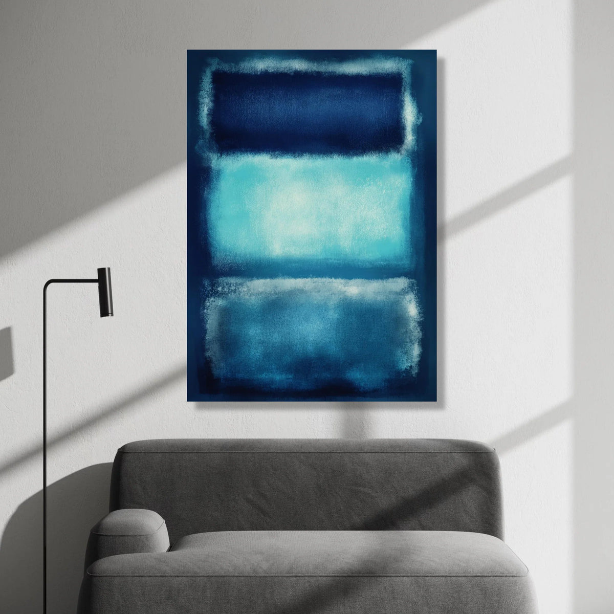 Mark Rothko Style Abstract Canvas, Blue Gradient Blocks Wall Art, Modern Minimalist Home Decor, Color Field Painting Canvas Print Art
