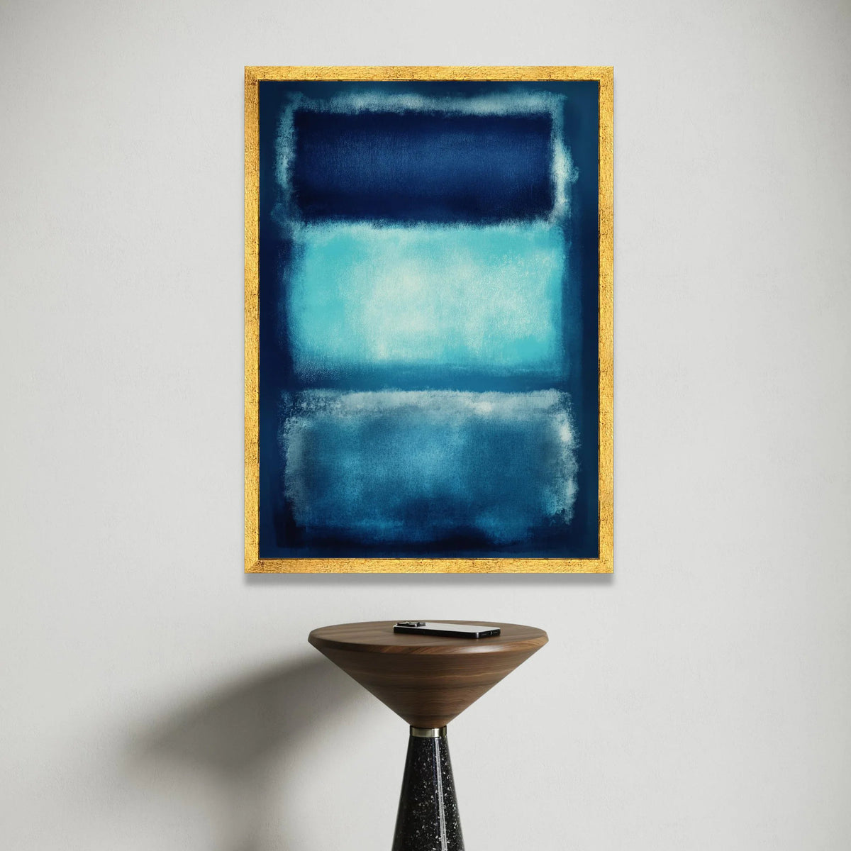 Mark Rothko Style Abstract Canvas, Blue Gradient Blocks Wall Art, Modern Minimalist Home Decor, Color Field Painting Canvas Print Art