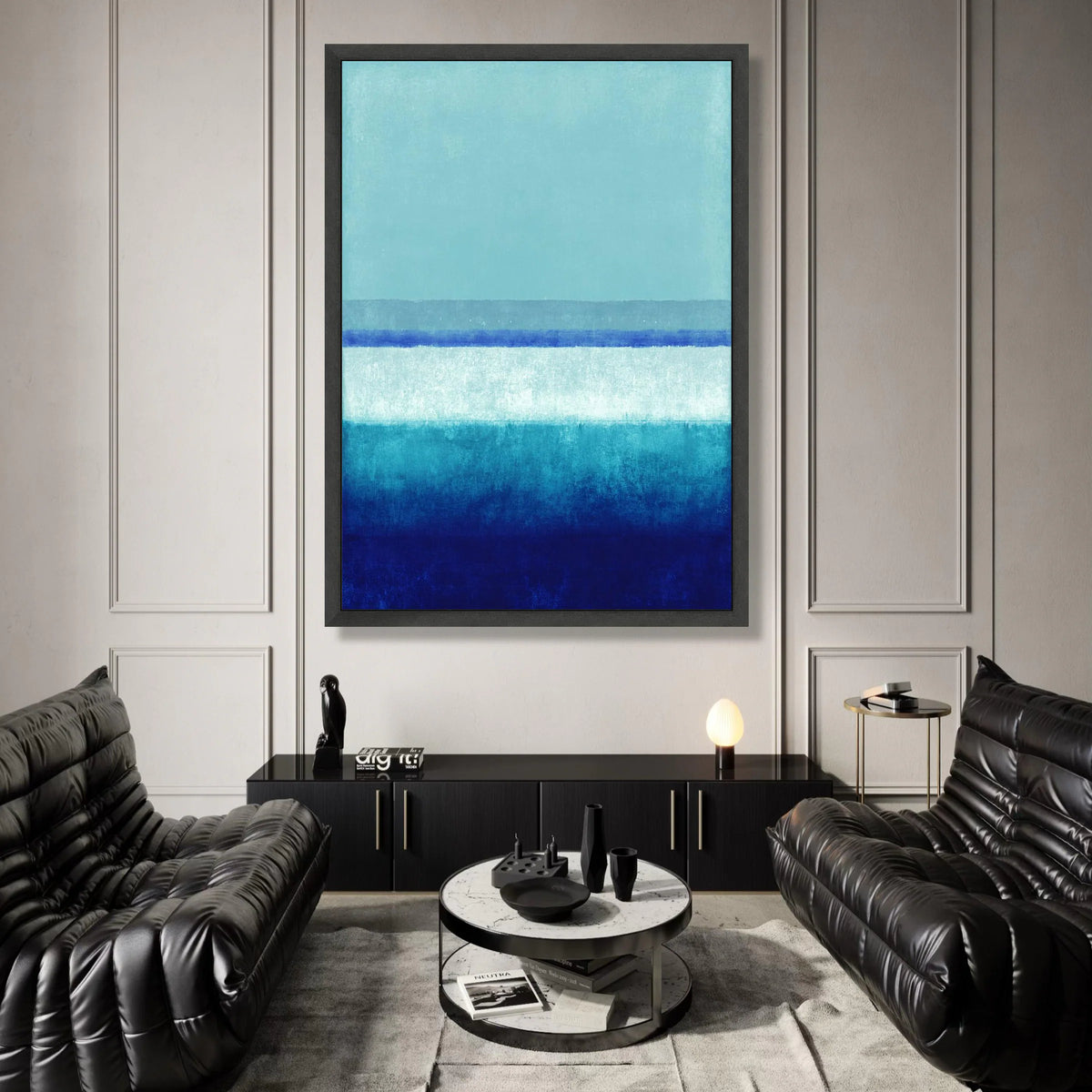 Mark Rothko Style Abstract Blue Gradient Canvas Wall Art, Color Field Painting, Modern Minimalist Home Decor, Large Blue Canvas Print Art