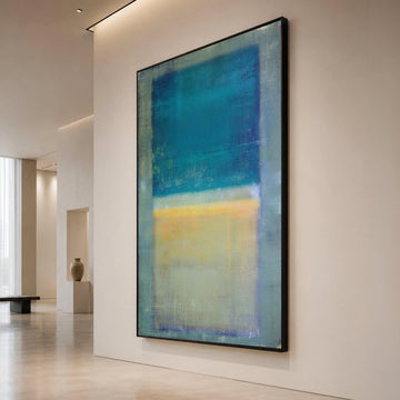 Mark Rothko Abstract Color Field Canvas Wall Art, Blue Yellow Geometric Modern Painting, Large Minimalist Wall Decoration Canvas Print Art