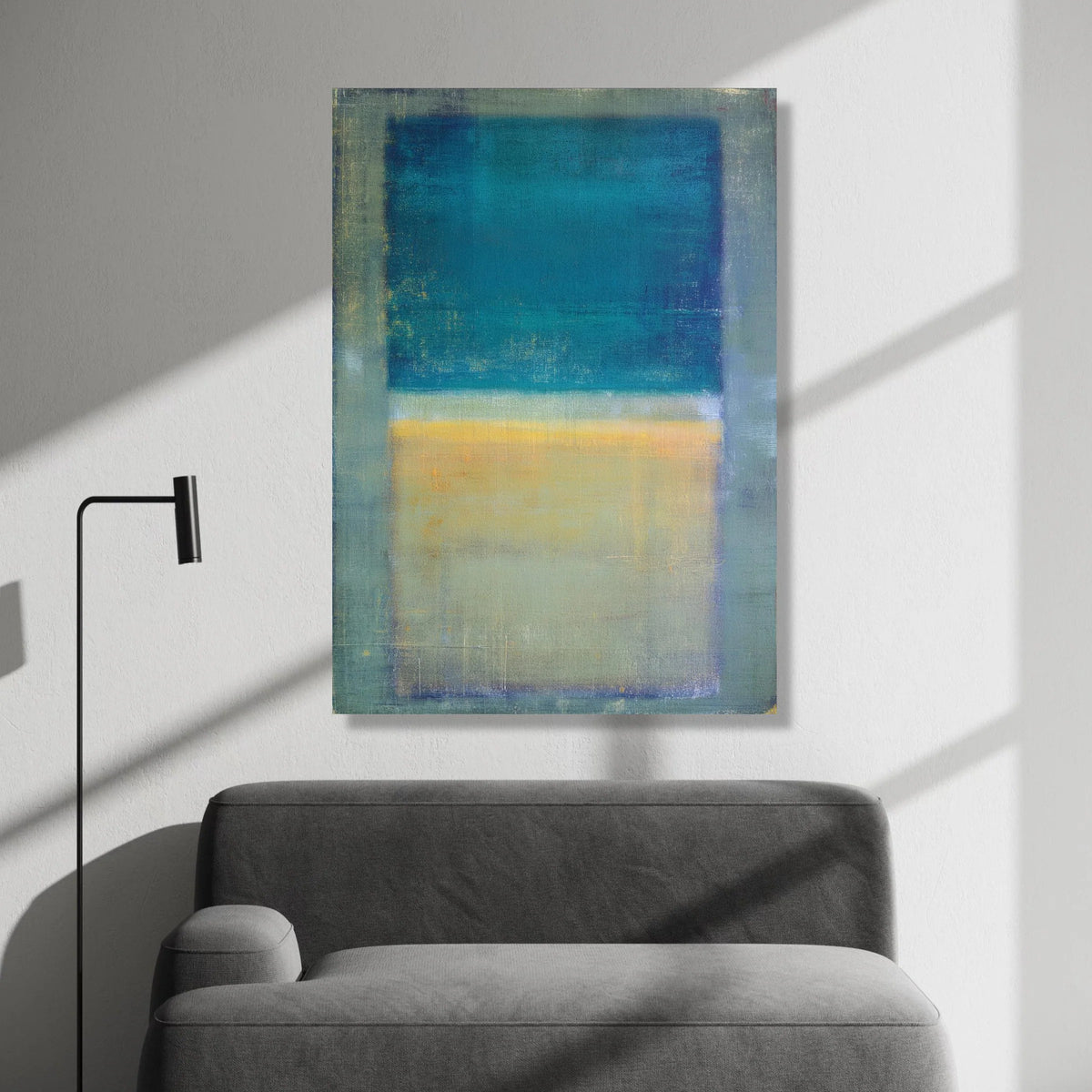 Mark Rothko Abstract Color Field Canvas Wall Art, Blue Yellow Geometric Modern Painting, Large Minimalist Wall Decoration Canvas Print Art