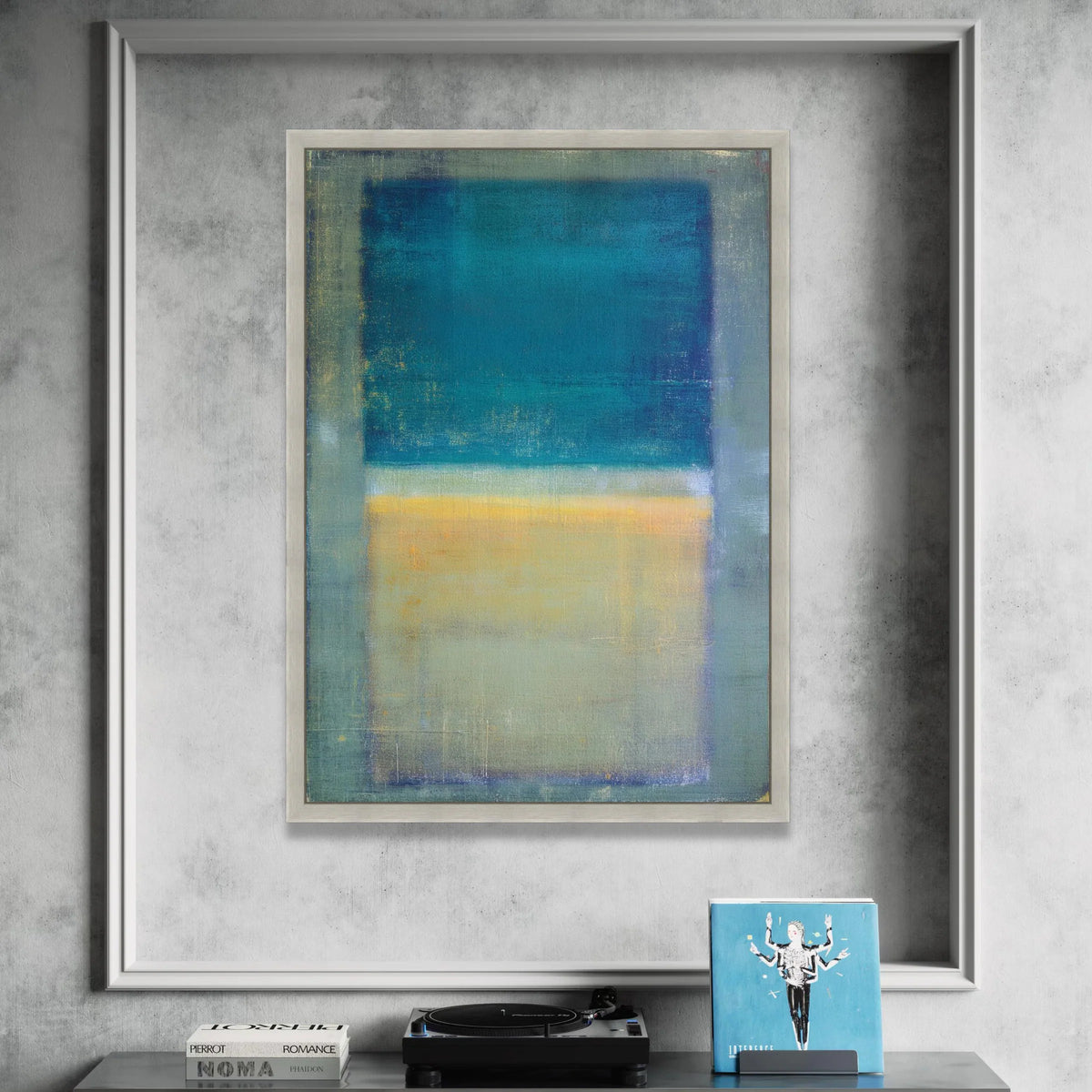 Mark Rothko Abstract Color Field Canvas Wall Art, Blue Yellow Geometric Modern Painting, Large Minimalist Wall Decoration Canvas Print Art