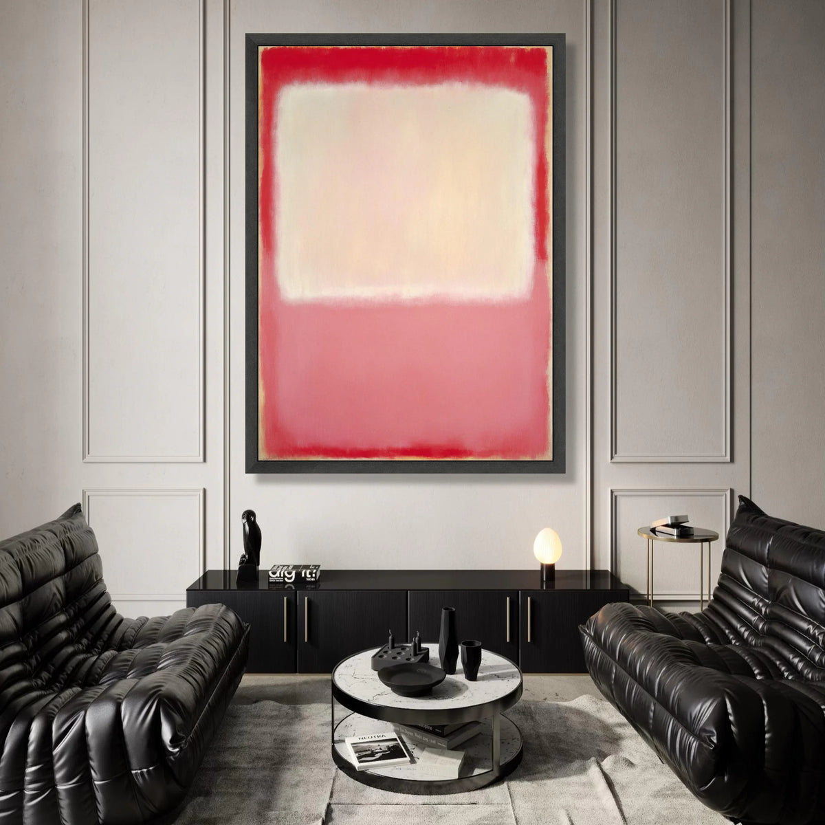 Mark Rothko Abstract Canvas Wall Art, Soft Pink and Cream Color Blocks, Mid Century Modern Decorative Canvas, Color Field Canvas Print Art