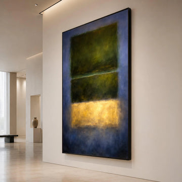 Mark Rothko Style Abstract Canvas Wall Art, Modern Color Block Painting, Green and Yellow Minimalist Canvas, Contemporary Canvas Print Art
