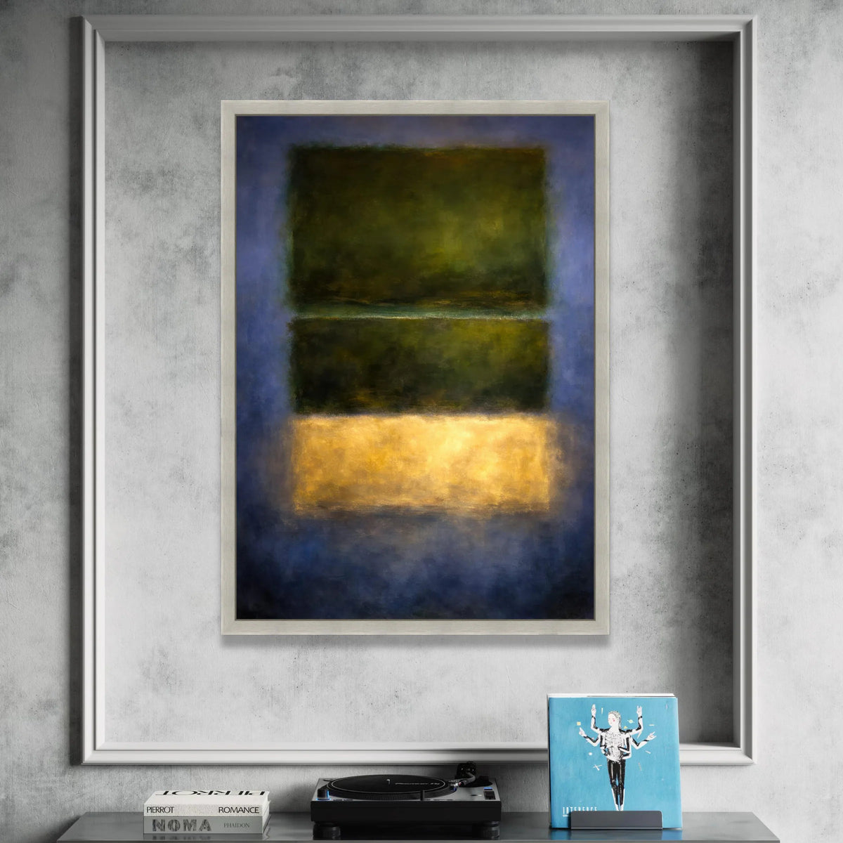 Mark Rothko Style Abstract Canvas Wall Art, Modern Color Block Painting, Green and Yellow Minimalist Canvas, Contemporary Canvas Print Art