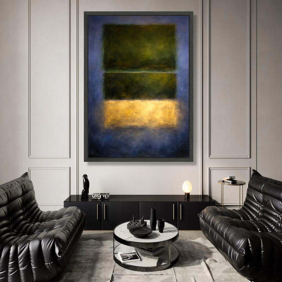 Mark Rothko Style Abstract Canvas Wall Art, Modern Color Block Painting, Green and Yellow Minimalist Canvas, Contemporary Canvas Print Art
