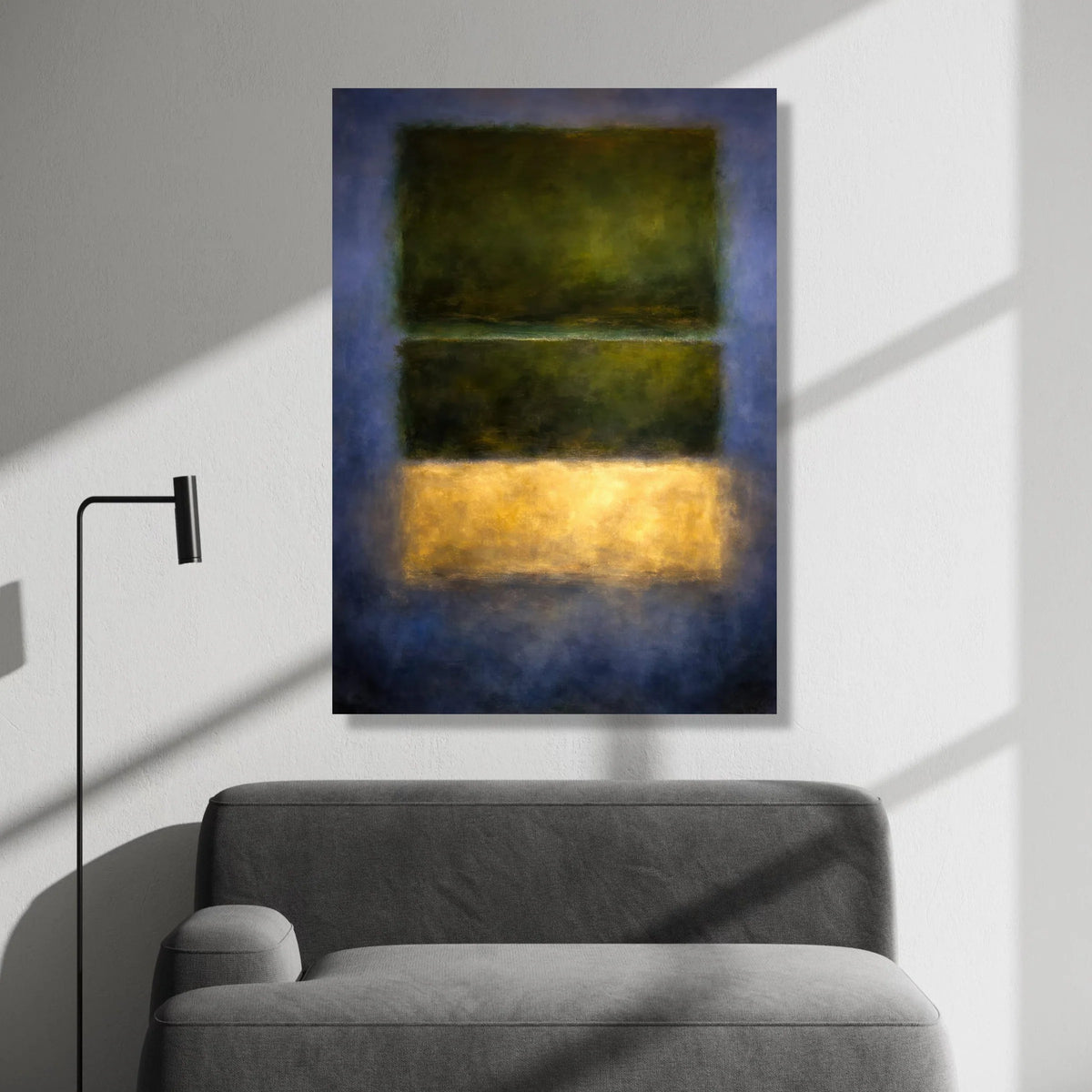 Mark Rothko Style Abstract Canvas Wall Art, Modern Color Block Painting, Green and Yellow Minimalist Canvas, Contemporary Canvas Print Art