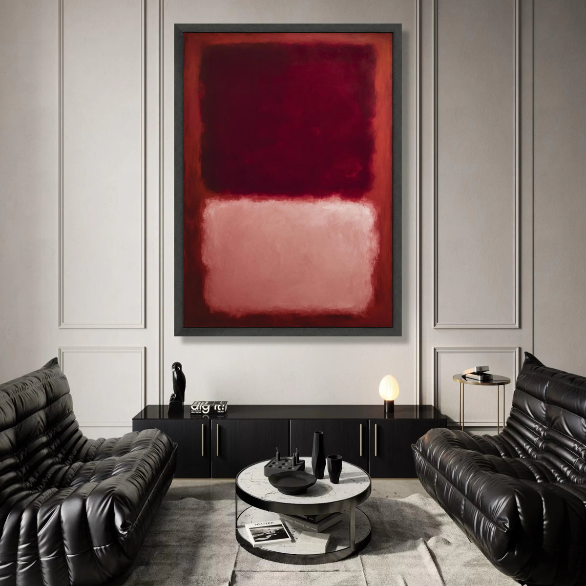 Mark Rothko Style Abstract Canvas Wall Art, Deep Red and Soft Pink Blocks, Modern Expressionist Home Decor, Bold Color Art Canvas Print Art
